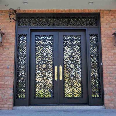 China Casting Iron Double Door Anti-theft Entrance Doors Square House Safety Gate Modern Large for sale