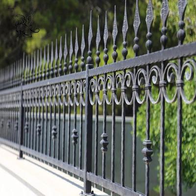 China Wrought Iron Fence Panel Steel Metal Picket Ornamental Fence Factory price New Design Cheap for sale