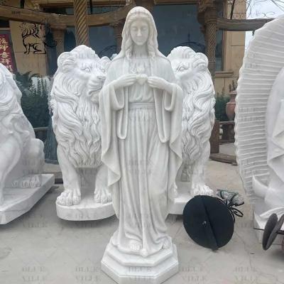 China Marble Mother Maria Sculpture Hand Carved Virgin Mary Statue Religious Statues Catholic Home Decor en venta