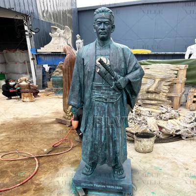 China Bronze Life Size Japanese Samurai Hijikata Toshizo Sculpture Metal Warrior Statue Outdoor Garden for sale