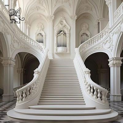 China White Marble Stair Baluster Handrail French Stone Balcony Balustrade Luxury Villa Hotel Modern Design for sale