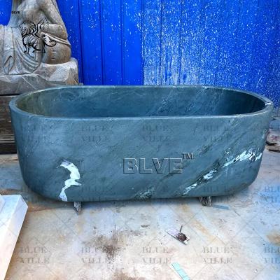 China Green Natural Marble Freestanding Bathtub Luxury Soaking Directly Decoration Modern Bathroom for sale