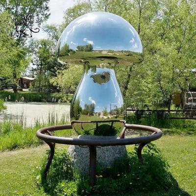 China Big Mushroom Stainless Steel Sculpture Mirror Polished Metal Large Outdoor Sculptures Garden Decoration for sale