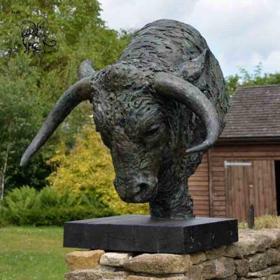 China Bronze Bull Head Statue Outdoor Animal Big Head Sculpture Modern Abstract Home Decoration Custom for sale