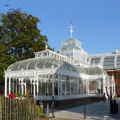 China Casamiento Gazebo de hierro Blanco Jardín moderno Salas de sol Casas de vidrio Gran pabellón de metal en venta