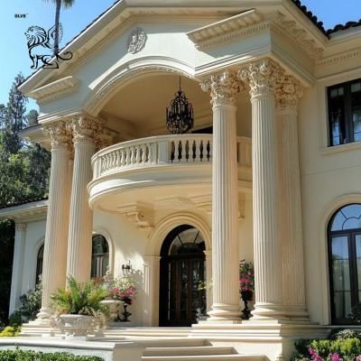 China Round Stone Pillar Design Decorative Roman Columns White Marble Balcony Baluster Villa Luxury Fully Customized for sale