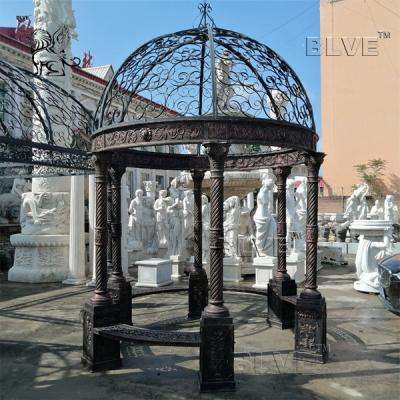 China Garden Cast Iron Gazebo Metal Craft Black Customized Luxury Wedding Decoration for sale