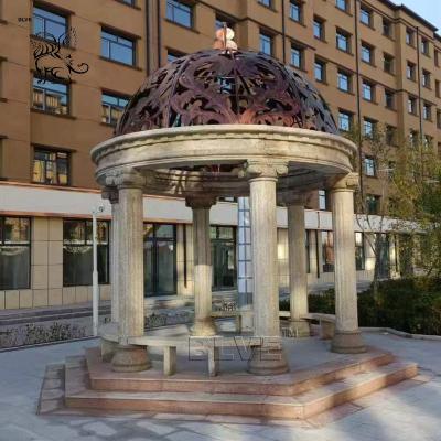 China BLVE Marble Column Gazebo Garden Luxury Pavilion White Natural Stone Large Outdoor Decoration for sale