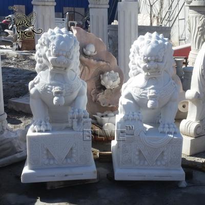 China Fengshui chino Hunan natural de la escultura de Fu Foo Dog Statues Guardian Lion de la entrada del mármol de BLVE blanco en venta