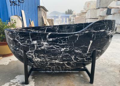 China BLVE Marble Elegant Bathtub Nero Marquina Solid Natural Stone Bathroom Whirlpool Tub Freestanding Modern Design for sale