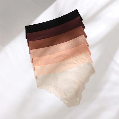 China Free Sample Women's Seamless Underwear Low Waist Panties Ice Silk Cotton Antibacterial Seamless Quick Dry Briefs for sale