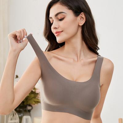 China One Piece U Back Sports Silk Elastic Padded Bras QUICK DRY Custom Wire Free Ice Bralette Sleep Tops Invest Wire Free Bra for sale