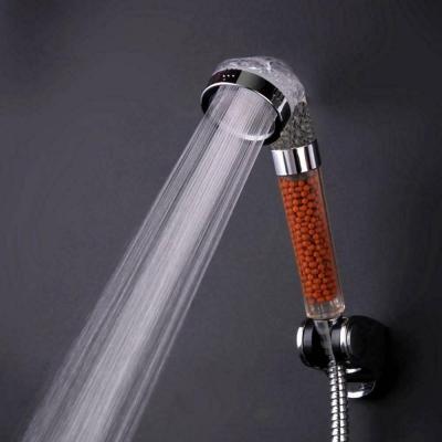 China Without Diverter 3 Modes Water Saving High Pressure Stream Ionic Shower Head With Anion Energy Filtered Filter Stones for sale