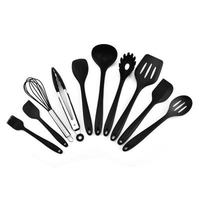 China Silicone Sustainable Kitchen 10 Piece Non-Stick Silicone Cookware Kitchenware Set Cooking Spatula Spoon Tool Kitchenware Set for sale