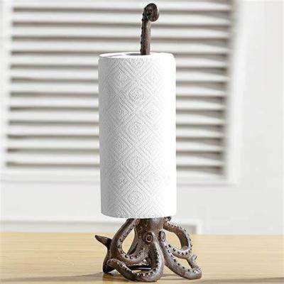 China Mediterranean Decorative Freestanding Cast Iron Octopus Toilet Paper Roll Holder for sale