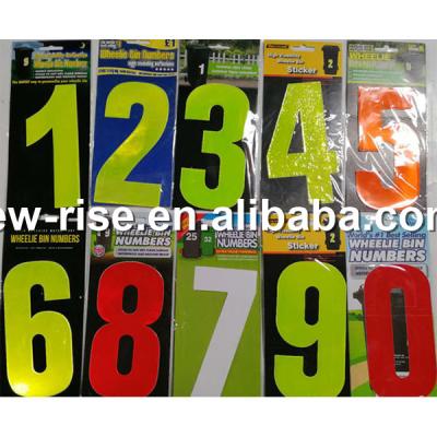 China Decorative Sticker Vinyl PVC Letter and Number Sticker Self Adhesive Set Wheelie Bin Stickers for sale