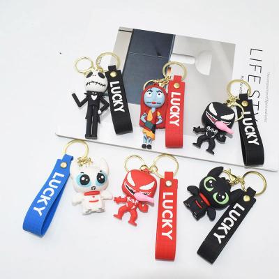 China Cute Custom Soft Toy Rubber 3D Key Chain Anime Key Ring Kid Cartoon Character PVC Key Chain for sale