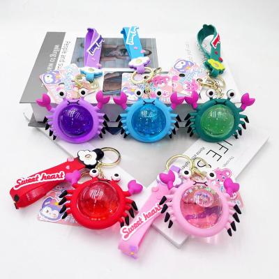 China Cute Cartoon Animal Bubble Bottles Boba Liquid Quicksand Kawaii Key Chain Crab Keychains for sale