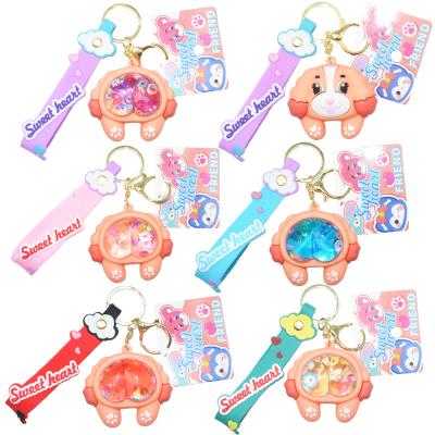 China Creative Cute Cartoon Key Chain Accessories Liquid In The Oil Key Chain Shiba Inu Animal Key Chain for sale