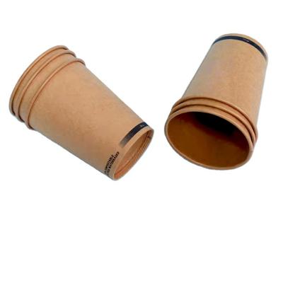 China Recyclable Water Liner Plastic Free Kraft Take Out Coffee Hot Paper Cup 8oz for sale