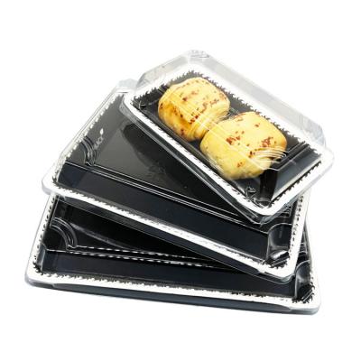 China Main trend of eco plastic free choice eco layout packaging by corrugated paper water-based plastic SUSHI free triple tray with lids for sale