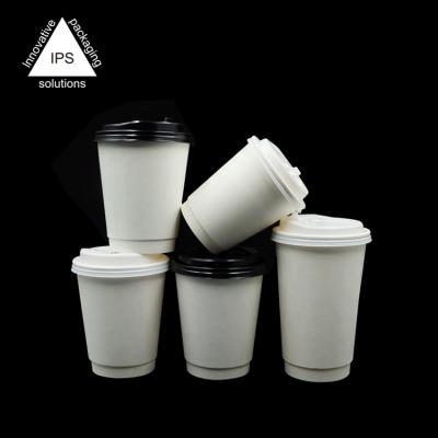 China Private Label Disposable Kraft Paper Double Wall Disposable Cup With Plastic Lids for sale