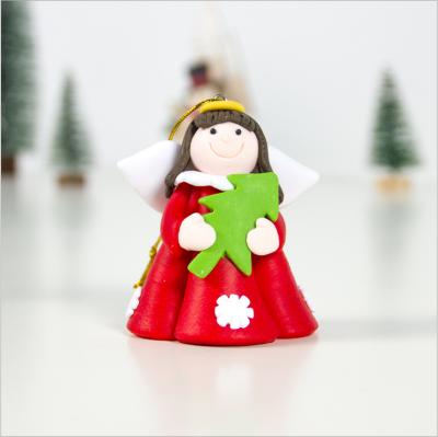 China Christamas Tree Decoration Cunjie New Products Christmas Polymer Clay Angel Christmas Tree Angel Girl Pendant Ornament for sale