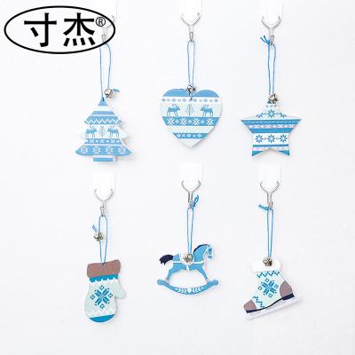 China Europe 2019 New Products Yiwu Cunjie Brand Wooden Pendant With Six Pattern Designs Christmas Bells for sale