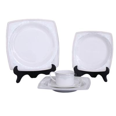 China Sustainable Dinnerware White Dish Round Ceramic Dinner Dishes Dish Dinnerware Sets Porcelain Dinner Set for sale