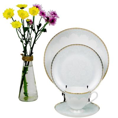 China Viable Gold Rim Ceramic Dinnerware Ceramic Dishes Plates Porcelain Dinner Set Rice Bowl Set Porcelain Dish for sale