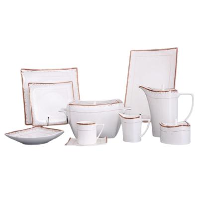 China Sustainable Dinnerware Porcelain Dinner Sets Ceramic Dinnerware Square Plates Set Square Ceramic Dinner Plate Set for sale