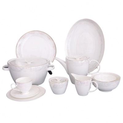 China Household Viable Green Dishes Set High Quality Reactive Glaze Design Porcelain Ceramic Dinner Sets for sale