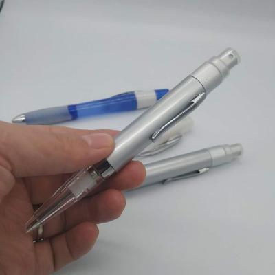 China Pen Multi-Function Ballpoint Spray Pen Promotional Can Inject 70%alcohol Antibacterial Hand Sanitizer Hand Gel Waterless Pen for sale