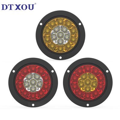 China 4 Inch Round 16 Led Dot E-mark Red Car Brake Truck Stop Turn Tail Lights Trailer for sale