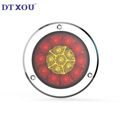 China 4 Inch Round Amber Red LED Tail Lights, STOP/TURN/TAIL led truck tail lamp for sale