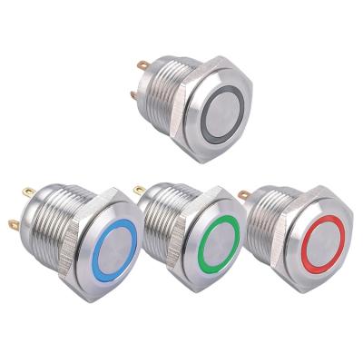 China 1NO momentary new! ONPOW Tricolor LED CE, ROHS 16mm RGB LED 1NO Ring Illuminated Stainless Steel Push Button Switch for sale