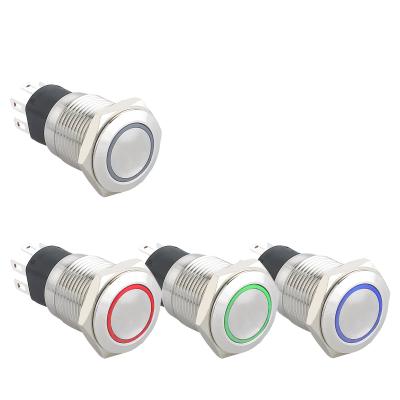 China Locking 1NO1NC new! ONPOW tricolor LED CE,ROHS 16mm ring GQ16-KF-11ZE/RGB/12V/S RGB LED 1NO illuminated stainless steel push button switch for sale