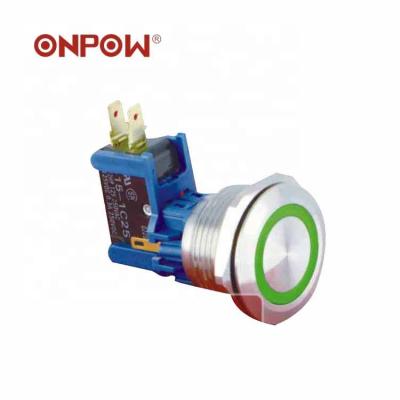 China New type 1NO1NC with ONPOW(CE,ROHS) Anti-vandal 16A current 28mm big ring illuminated big zise push button switch for sale