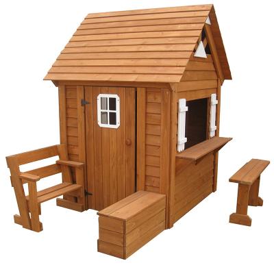 China Easily Assembled Wooden Kids Playhouse With Storage Box Seat Store-front Style Window for sale