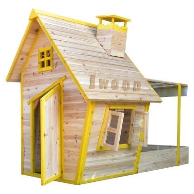 China Easily Assembled Wooden Chimney Kids House Playset With Sandbox for sale