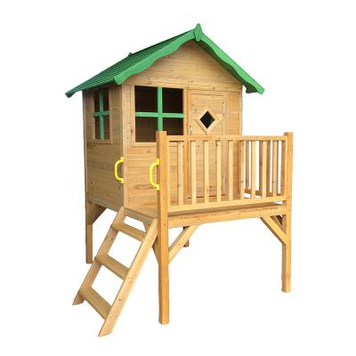 China Easily Assembled Wooden Kids Backyard Playhouse With Slide for sale