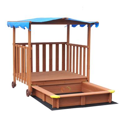 China Eco-Freindly Wooden Sandbox Backyard Suctionable Sandbox With Cover For Kids for sale