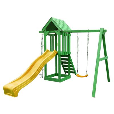 China Outdoor Furniture Wooden Swing Slide Playground Sets Kids for sale