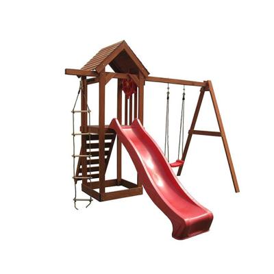 China Outdoor Furniture Wood Patio Kids Swing Slide Set Outside for sale