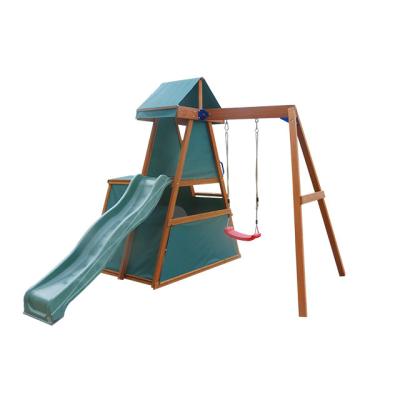 China Outdoor Furniture Backyard Swing Set With Wood Slide Kits for sale