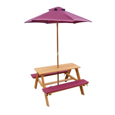 China Solid Wood Wooden Children's Picnic Table With Umbrella for sale