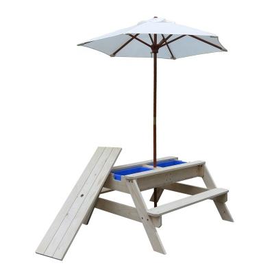 China Child Furniture Wooden Garden Outdoor Kids Furniture Table With Umbrella for sale