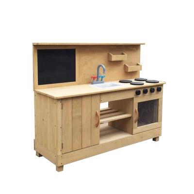 China Fir Wood Kindergarten Long Toy Standard Wooden Toy Mud Kitchens For Kid for sale