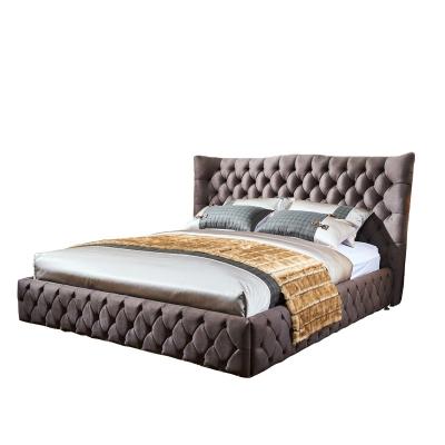 China Soft Modern American Style Bed Bed Room Furniture Cow Velvet Fabric Fabric Leather Frame Double King Bed for sale