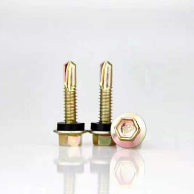 China Flat Guaranteed Quality and Reasonable Price Galvanized Gold Hex Self Drilling Nail Roof Screws for sale